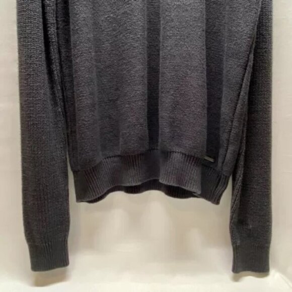 Calvin Klein Jeans Men's XL Sweater Dark Gray Half Zip Mock Neck CK Logo Zipper - Picture 3 of 14